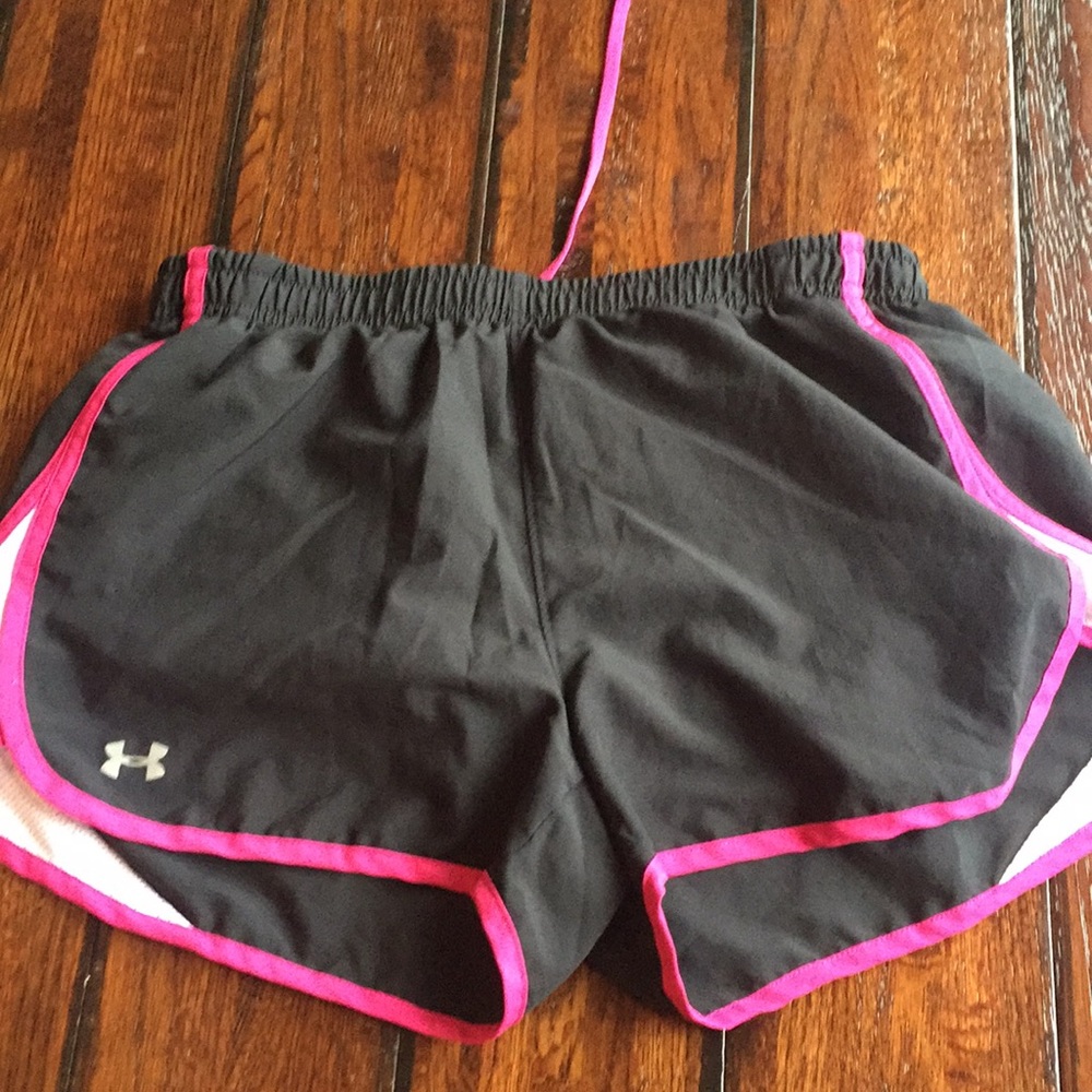 Pink and black under armour youth XL shorts